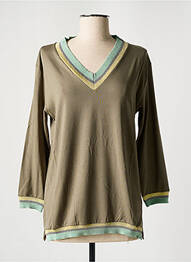Top țesătură jersey mâneci 3/4 verde BLANC BOHEME femeie