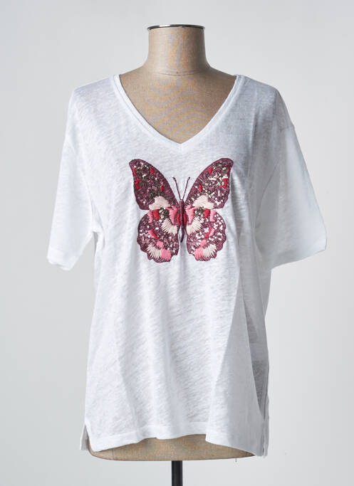 Top alb BLANC BOHEME femeie