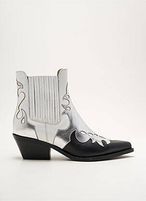 Botine/ghete material neted toc de 4 la 6 cm argintiu LOIE ISTANBUL femeie