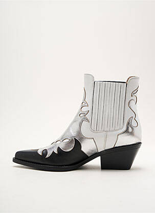 Botine/ghete material neted toc de 4 la 6 cm argintiu LOIE ISTANBUL femeie