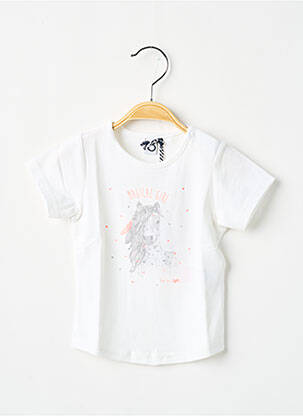 Tricou croială cambrată mâneci scurte alb 3 POMMES fată