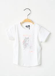 Tricou croială cambrată mâneci scurte alb 3 POMMES fille