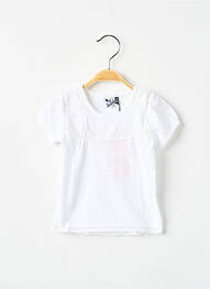 Tricou croială cambrată mâneci scurte alb 3 POMMES fille