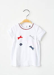 Tricou croială cambrată mâneci scurte alb 3 POMMES fille