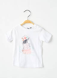 Tricou croială cambrată mâneci scurte alb 3 POMMES fille