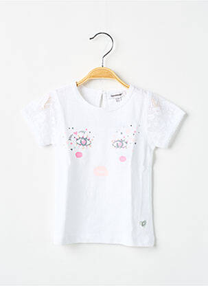 Tricou croială cambrată mâneci scurte alb 3 POMMES fată