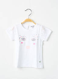 Tricou croială cambrată mâneci scurte alb 3 POMMES fille