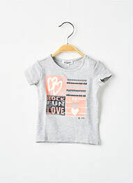 Tricou croială cambrată mâneci scurte gri 3 POMMES fille