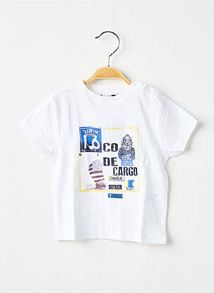 Tricou elasticitate mâneci scurte alb 3 POMMES băiat
