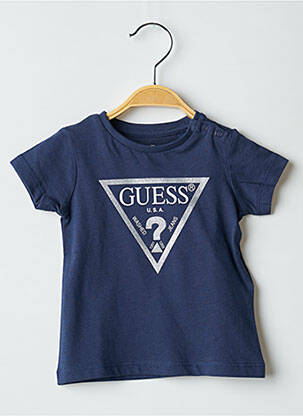 Tricou croială cambrată mâneci scurte albastru GUESS fată