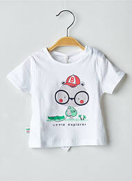 Tricou serigrafie flockată mâneci scurte alb BOBOLI garcon