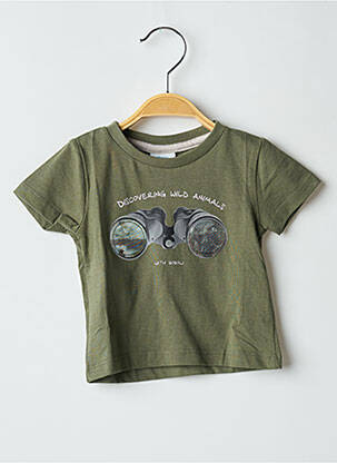 Tricou serigrafie flockată mâneci scurte verde BOBOLI băiat