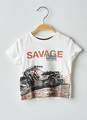 Tricou croială dreaptă mâneci scurte alb BOBOLI băiat