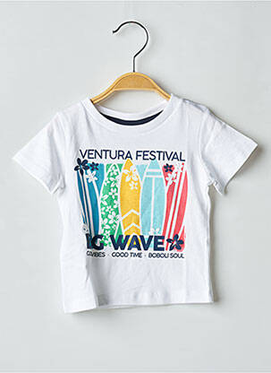 Tricou serigrafie flockată mâneci scurte alb BOBOLI băiat