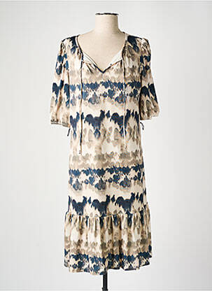 Rochie midi imprimeu fantezie mâneci scurte verde K-DESIGN femme