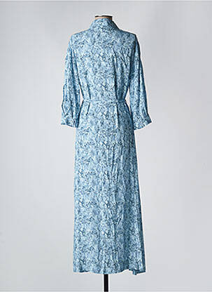 Rochie lungă țesătură crep mâneci 3/4 albastru GRACE & MILA femeie