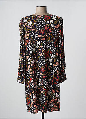 Rochie midi imprimeu floral mâneci lungi negru DES PETITS HAUTS femeie