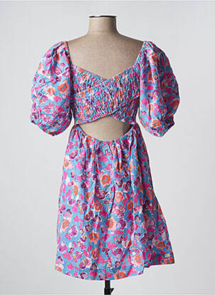 Rochie scurtă croială evazată mâneci scurte albastru GRACE & MILA femeie