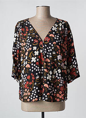 Bluză țesătură poplin mâneci 3/4 negru DES PETITS HAUTS femme