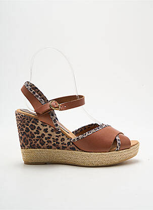 Espadrile țesătură satinată toc de 7 la 9 cm maro ELIZABETH STUART femeie