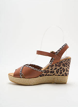 Espadrile țesătură satinată toc de 7 la 9 cm maro ELIZABETH STUART femeie