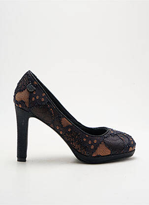 Pantofi cu toc țesătură satinată toc de 7 la 9 cm negru LOLLIPOPS femeie