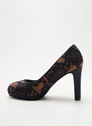 Pantofi cu toc țesătură satinată toc de 7 la 9 cm negru LOLLIPOPS femeie