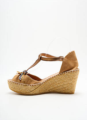 Espadrile țesătură satinată toc de 7 la 9 cm maro NATURAL ESPADRILLES femeie