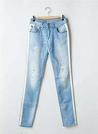 Blugi skinny efect uzat decolorat talie joasă albastru LE TEMPS DES CERISES femme