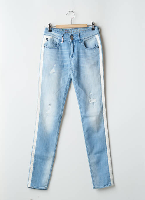 Blugi skinny efect uzat decolorat talie joasă albastru LE TEMPS DES CERISES femme