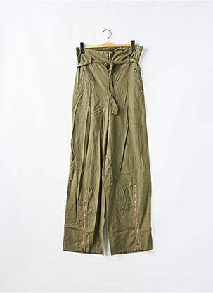 Pantalon drept țesătură poplin mărime normală verde CHEYENNE femeie