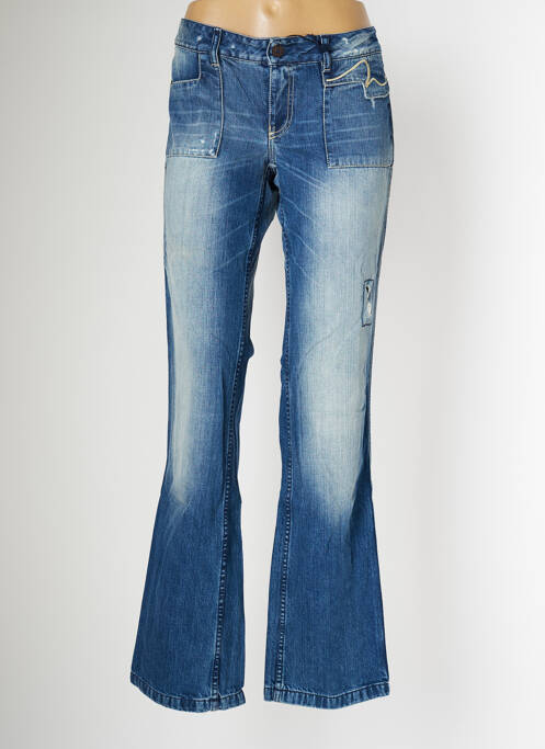 Blugi cu croială dreaptă efect uzat decolorat talie joasă albastru SCHOOL RAG femme