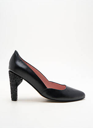 Pantofi cu toc talpă exterioară din piele toc de 7 la 9 cm negru ALEGORY femeie