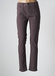 Pantalon drept închidere cu fermoar sub clapetă cu nasturi maro GEVANA femme