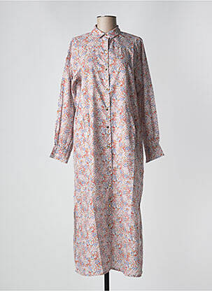 Rochie lungă țesătură poplin mâneci lungi roz PETITE LUCETTE femeie