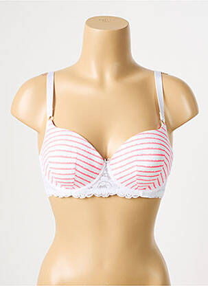 Sutien efect material satinat sutien cupe întregi cu decolteu înalt alb PASSIONATA femeie