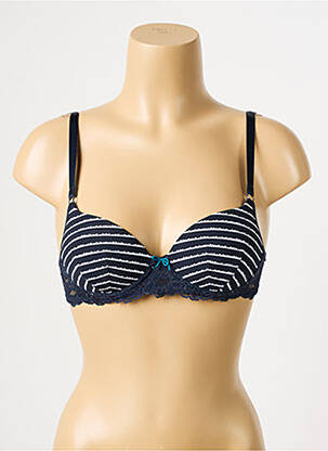 Sutien efect material satinat sutien cupe întregi cu decolteu înalt albastru PASSIONATA femeie