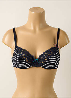 Sutien efect material satinat sutien cupe întregi cu decolteu înalt albastru PASSIONATA femeie