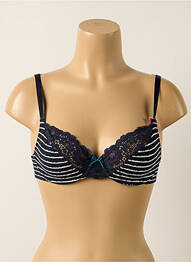 Sutien efect material satinat sutien cupe întregi cu decolteu înalt albastru PASSIONATA femme