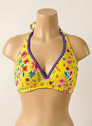 Sutien de costum de baie elasticitate sutien cupe întregi cu decolteu înalt galben ANTIGEL femeie