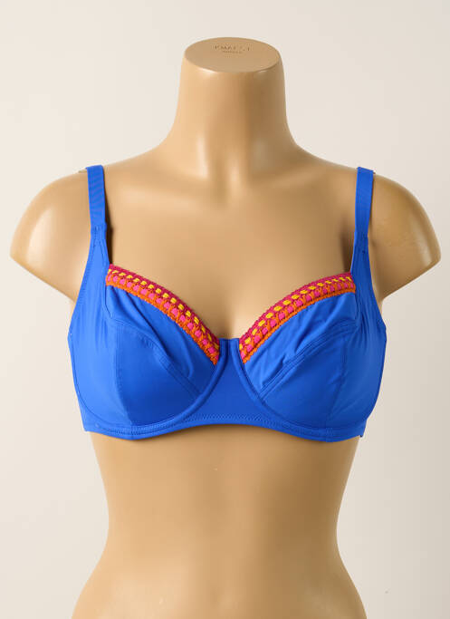 Sutien de costum de baie bretele elastice reglabile sutien balconet cu decolteu înalt albastru ANTIGEL femme