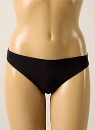 Tanga efect material satinat negru PASSIONATA femme
