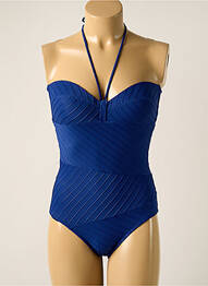 Costum de baie dintr-o singură piesă efect material satinat top sutien modelat albastru LOU femme