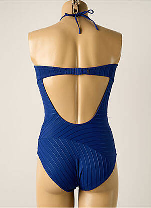 Costum de baie dintr-o singură piesă efect material satinat top sutien modelat albastru LOU femeie
