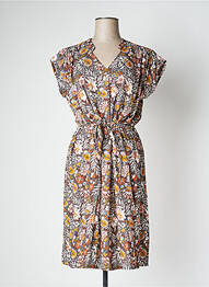 Rochie midi imprimeu floral mâneci scurte maro LE PETIT BAIGNEUR femme