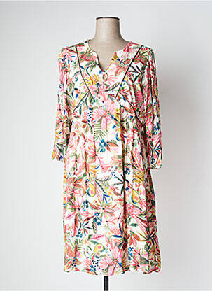 Rochie midi imprimeu floral mâneci 3/4 bej MISE AU GREEN femeie