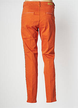 Pantalon chino broderie galoni laterali mărime normală portocalie HAPPY femeie