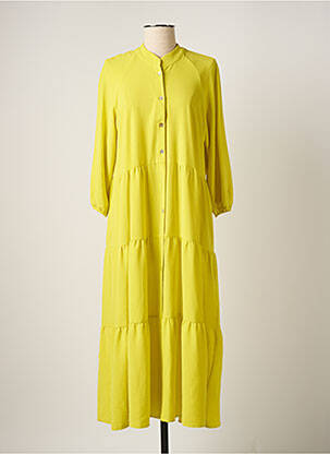 Rochie lungă țesătură crep mâneci 3/4 verde REVER MILE femeie