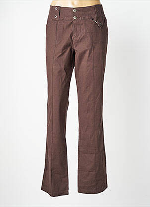 Pantalon drept țesătură poplin talie joasă maro MAT DE MISAINE femeie