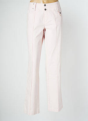 Pantalon drept țesătură poplin talie joasă roz MAT DE MISAINE femeie